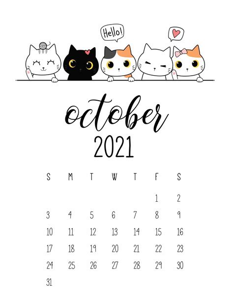 Cute October 2021 Calendar Printable